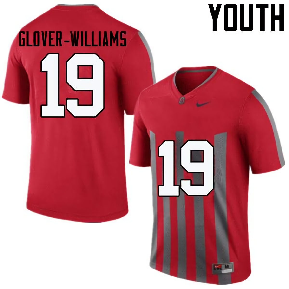 Eric Glover-Williams Ohio State Buckeyes Youth NCAA #19 Nike Throwback Red College Stitched Football Jersey ZXV6756IL